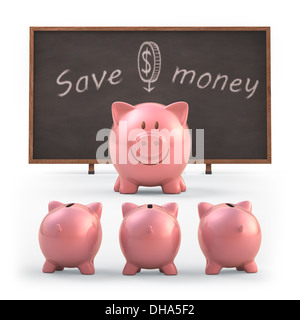 Sparschwein, Vermittlung, Geld zu sparen. Clipping-Pfad enthalten. Stockfoto