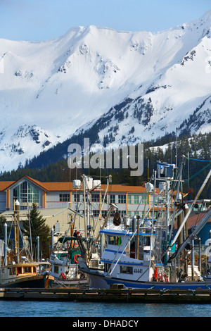 Cordova Bootshafen und Stadt, Cordova, Alaska. Stockfoto