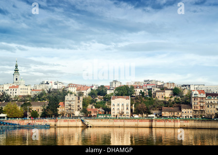 Stadt Belgrad, Hauptstadt von Serbien, über den Fluss Sava Stockfoto