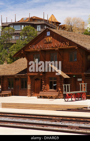 Grand Canyon Railroad Station, Grand Canyon Nationalpark in Arizona. Stockfoto