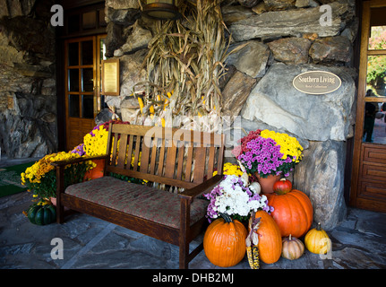 Herbst Display vor the Grove Park Inn, Asheville, North Carolina Stockfoto