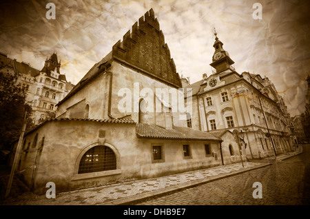 Altneu-Synagoge und das jüdische Rathaus in Prag, Tschechische Republik Stockfoto