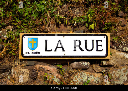 Französische Straße Signage, Jersey, Kanalinseln Stockfoto