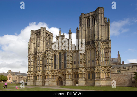 Westwand der Kathedrale von Wells, Somerset, Großbritannien Stockfoto