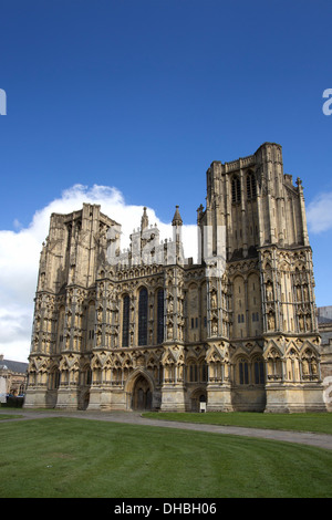 Westwand der Kathedrale von Wells, Somerset, Großbritannien Stockfoto