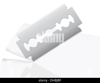 Klinge schneidet Papier Abbildung isoliert auf weißem Hintergrund Stockfoto
