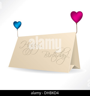 Geburtstagskarte mit herzförmigen Farbe Luftballons Stockfoto
