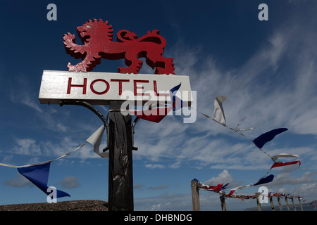 Red Lion Hotel Schild in Clovelly schönen Dorf in Devon, England, Stockfoto