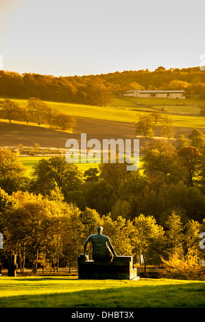 Alte Flo-Skulptur von Henry Moore im Yorkshire Sculpture Park Stockfoto