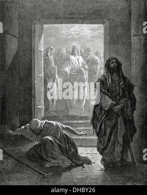 Neuen Testaments. Lukas-Evangelium. Kapitel XVIII. Gleichnis von der Pharisäer und der Zöllner. Gravur. Stockfoto