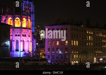 Tag Festival of Lights, "fete des lumières", Lyon, Rhône, Rhône-Alpes, Frankreich. Stockfoto