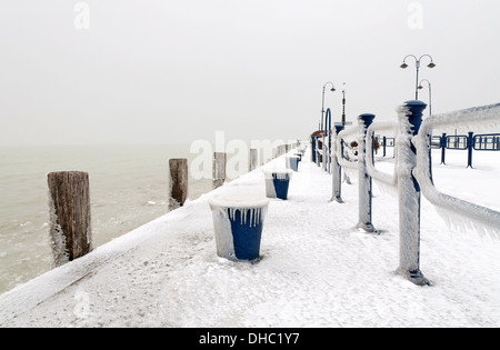 Hafen Sie am Plattensee in Ungarn Winterzeit Stockfoto