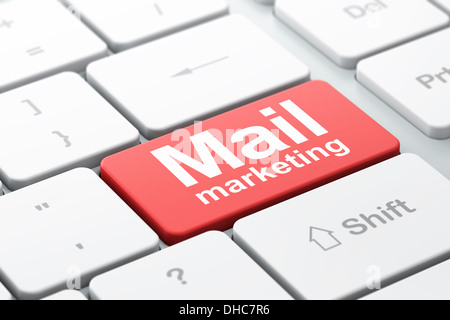 Marketingkonzept: E-Mail-Marketing auf Tastatur Hintergrund Stockfoto