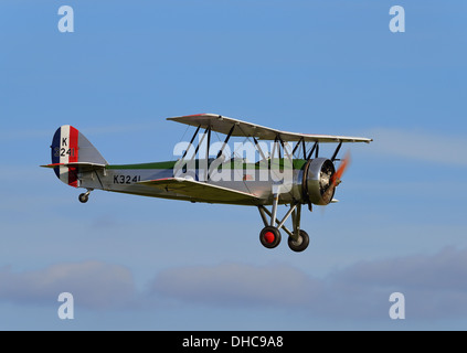 Avro Tutor Oldtimer Doppeldecker aus der Shuttleworth Collection. Flugtag Oktober 2013, Biggleswade, UK Stockfoto