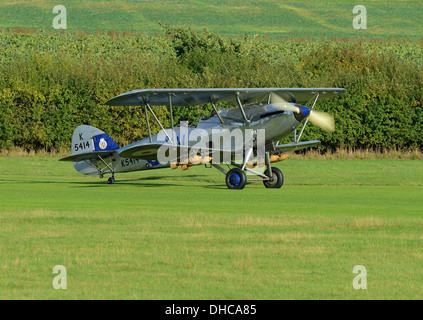 Hawker Hind Oldtimer Doppeldecker aus der Shuttleworth Collection. Oktober fliegende Tag 2013.Biggleswade Stockfoto