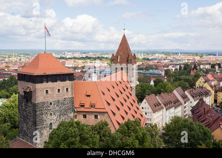 Türme der Kaiserburg oder kaiserlichen Burg Nürnberg. Stockfoto