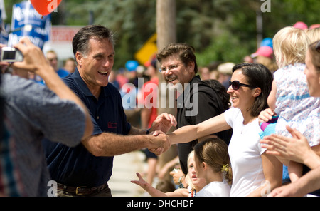 Mitt Romney Kampagnen für das Präsidentenamt in Amherst, New Hampshire, am 4. Juli 2011. Stockfoto
