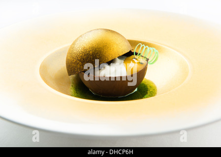 Schokoladen-Nachtisch mit Eis Stockfoto