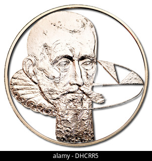 Johannes Kepler - Porträt, das Sie aus 200 Kc Silber Gedenkmünze aus der Tschechischen Republik Stockfoto