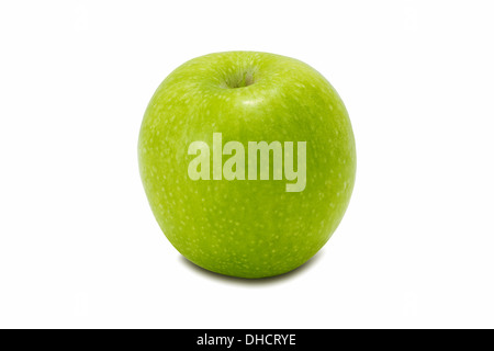 Grüner Apfel, isoliert auf weißem Hintergrund Stockfoto