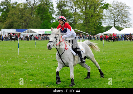 Ein Teilnehmer im Mounted Games statt auf Broadlands, Romsey, Hampshire, Großbritannien. Stockfoto