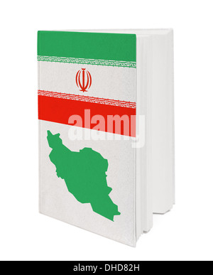 Konzept. Buchen Sie mit der Nationalflagge Stockfoto