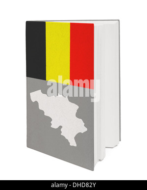 Konzept. Buchen Sie mit der Nationalflagge Stockfoto