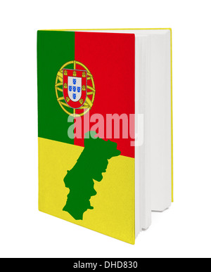 Konzept. Buchen Sie mit der Nationalflagge Stockfoto