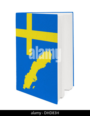 Konzept. Buchen Sie mit der Nationalflagge Stockfoto