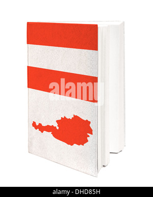 Konzept. Buchen Sie mit der Nationalflagge Stockfoto