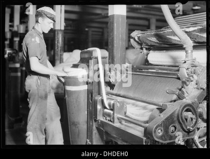 Millville, New Jersey - Textilien. Millville Manufacturing Co. (Man Trinkgeld Kanister.) 518683 Stockfoto