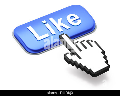 Hand-geformte Maus Cursor Presse Like-button Stockfoto