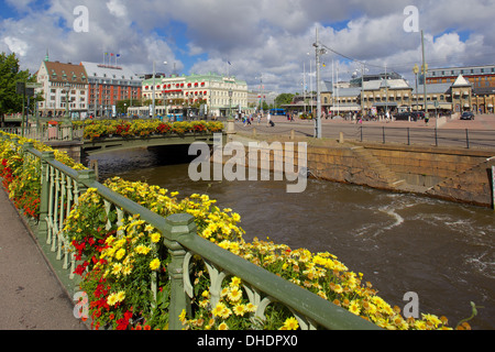 Kanal und Hotels, Drottningtorget, Göteborg, Schweden, Skandinavien, Europa Stockfoto