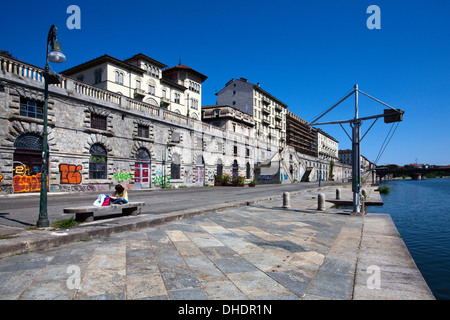 Die Murazzi del Po im Sommer, Turin, Piemont, Italien, Europa Stockfoto