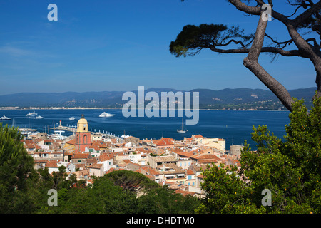 Blick auf alte Stadt, Saint-Tropez, Var, Provence-Alpes-Côte d ' Azur, Frankreich, Mittelmeer, Europa Stockfoto