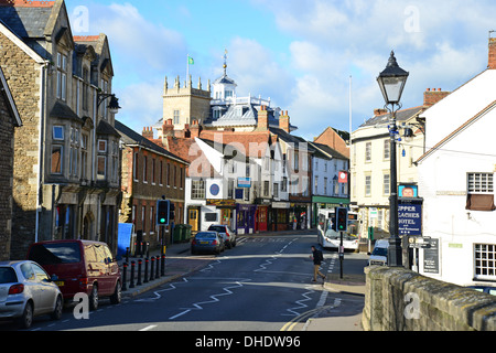 Ansicht der Stadt von Abingdon Brücke, Bridge Street, Abingdon-on-Thames, Oxfordshire, England, Vereinigtes Königreich Stockfoto