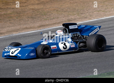 Jarama Vintage Festival Oktober 2011. Sir John Young "Jackie" Stewart Tyrrell F1. Jarama Circuit, Madrid, Spanien. Stockfoto