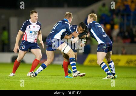 Salford, UK. 7. November 2013. Joseph Paulo (USA Parramatta Eels) während der Rugby League World Cup Gruppe C/D Spiel zwischen Schottland und den USA aus dem AJ-Bell-Stadion. Bildnachweis: Aktion Plus Sport/Alamy Live-Nachrichten Stockfoto