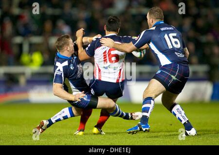 Salford, UK. 7. November 2013. Joel Luani (USA Wests Tigers) während der Rugby League World Cup Gruppe C/D Spiel zwischen Schottland und den USA aus dem AJ-Bell-Stadion. Bildnachweis: Aktion Plus Sport/Alamy Live-Nachrichten Stockfoto