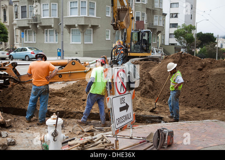 Hauptwasserleitung Ersatz Stadtaufbau - San Francisco, Kalifornien, USA Stockfoto