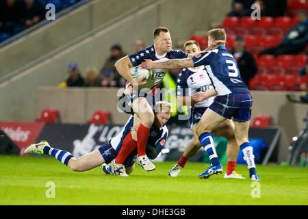 Salford, UK. 7. November 2013. Matt Shipway (USA Newcastle Süd) während der Rugby League World Cup Gruppe C/D Spiel zwischen Schottland und den USA aus dem AJ-Bell-Stadion. Bildnachweis: Aktion Plus Sport/Alamy Live-Nachrichten Stockfoto
