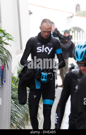 Chris Froome nach Trainingssaison in seine pre-Season-Bühne auf der Insel Mallorca in Spanien gesehen. Stockfoto