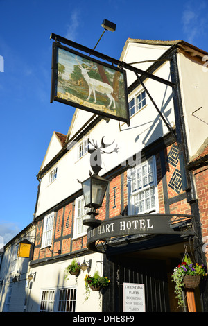 16. Jahrhundert Poststation, The White Hart Hotel, High Street, Dorchester-on-Thames, Oxfordshire, England, Vereinigtes Königreich Stockfoto