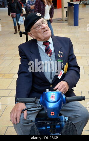 Bristol, UK, 7. November 2013. Die Royal British Legion und Freiwilligen im Cabot Circus Shopping Centre am Bristol Poppy Day aktiv. Stellvertretende Poppy Appell Veranstalter Michael Muddle. Bildnachweis: Sophie Merlo/Alamy Live News Stockfoto