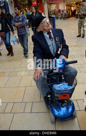 Bristol, UK, 7. November 2013. Die Royal British Legion und Freiwilligen im Cabot Circus Shopping Centre am Bristol Poppy Day aktiv. Stellvertretende Poppy Appell Veranstalter Michael Muddle. Bildnachweis: Sophie Merlo/Alamy Live News Stockfoto