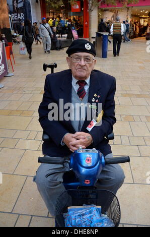 Bristol, UK, 7. November 2013. Die Royal British Legion und Freiwilligen im Cabot Circus Shopping Centre am Bristol Poppy Day aktiv. Stellvertretende Poppy Appell Veranstalter Michael Muddle. Bildnachweis: Sophie Merlo/Alamy Live News Stockfoto