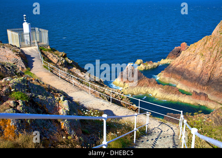 Grosnez Leuchtturm am Grosnez Punkt, Jersey, Kanalinseln, Europa Stockfoto