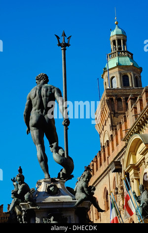 Fontana del Nettuno, Piazza Maggiore, Bologna, Emilia-Romagna, Italien, Europa Stockfoto