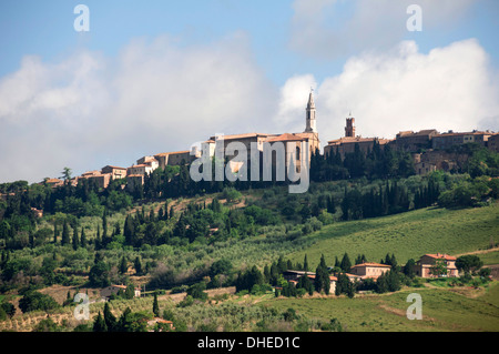 Hügel Stadt Pienza, UNESCO-Weltkulturerbe, Val d ' Orcia, Toskana, Italien, Europa Stockfoto