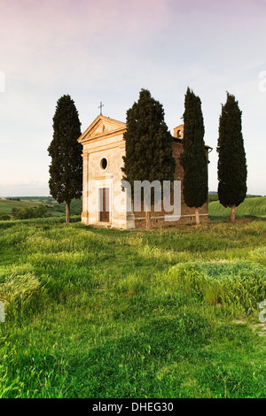 Capella di Vitaleta, Val d ' Orcia, UNESCO-Weltkulturerbe, Provinz Siena, Toskana, Italien, Europa Stockfoto